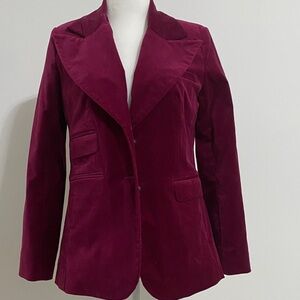 DG2 Diane Gilman Rich Burgundy Whimsical Velvet Blazer